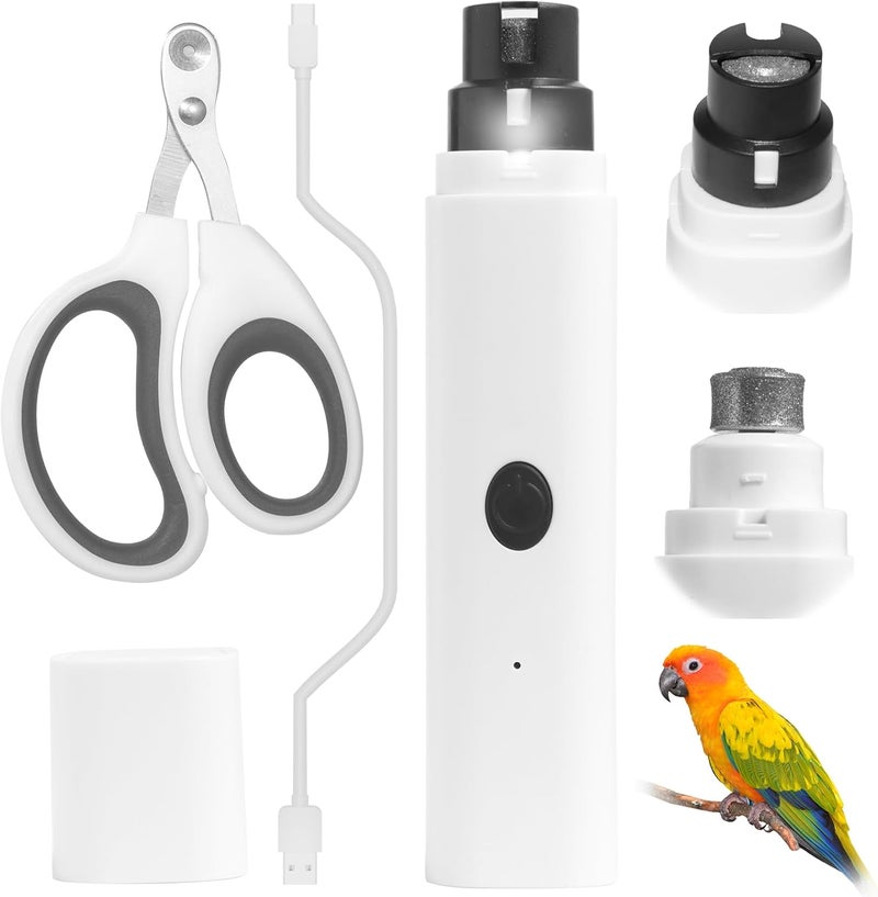 NASIDE LED Pet Bird Nail Grinder 2 Pcs Set, Electric Beak File Tool for Budgerigars, Parakeets, Conure, Lovebirds - Image 1